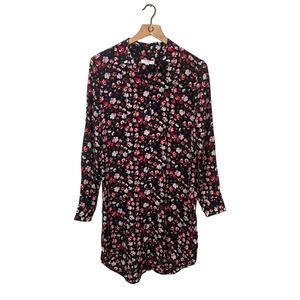 Equipment Womens Black Floral Dress Size Small Long Sleeve Button Front